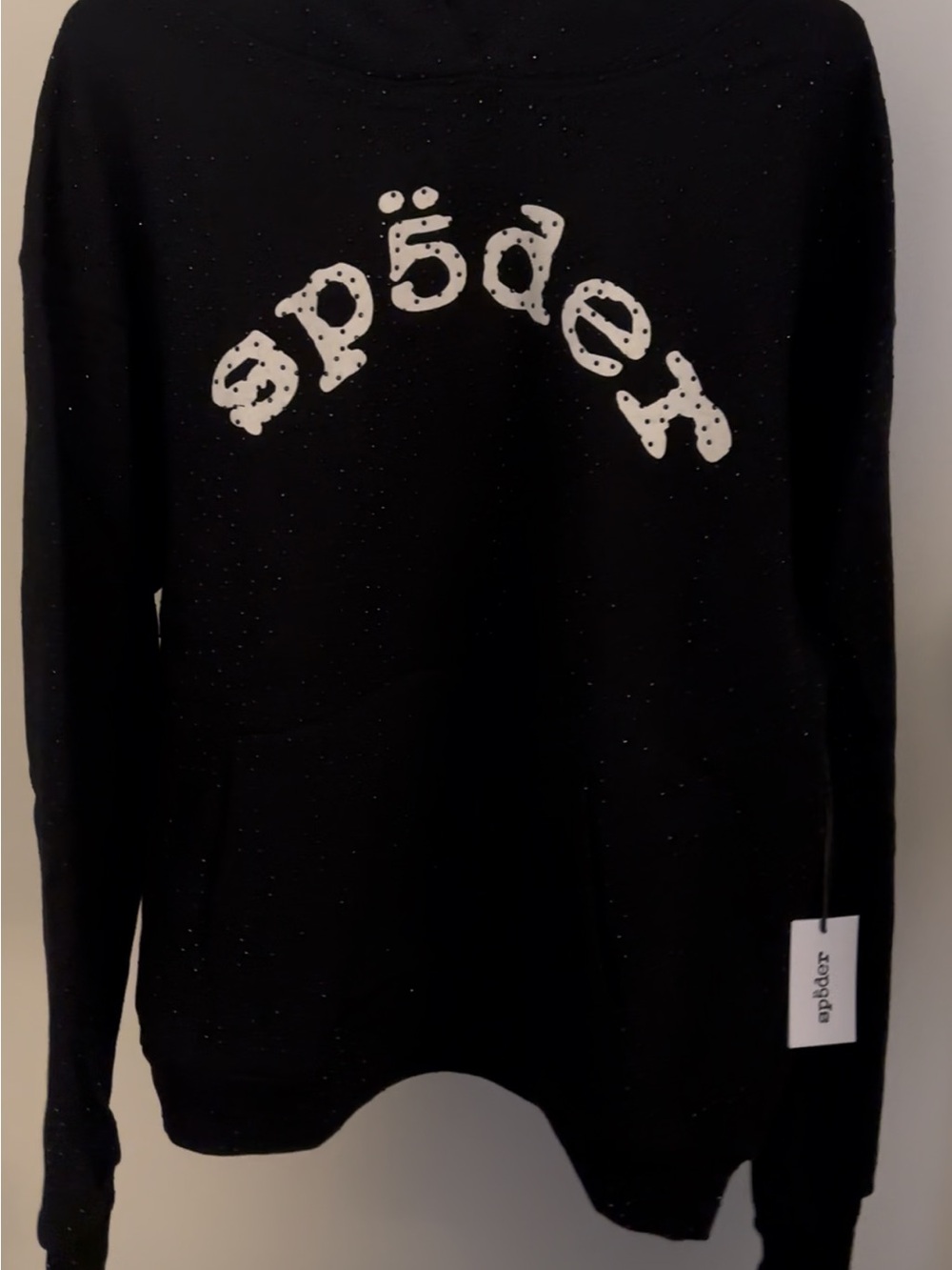 Black Crewneck Sweater with White Arched Logo